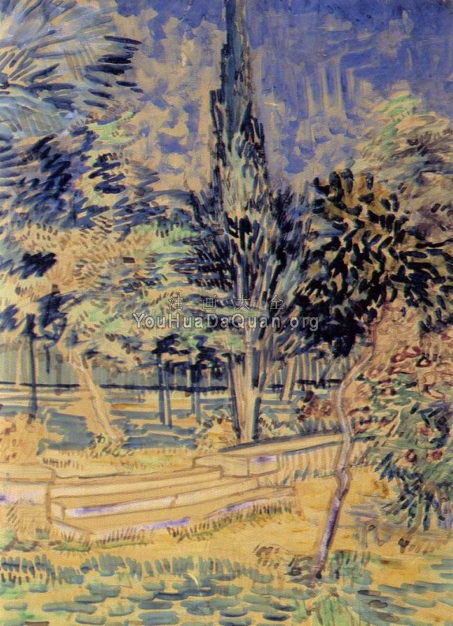 医院花园的石阶 - 文森特·威廉·梵高